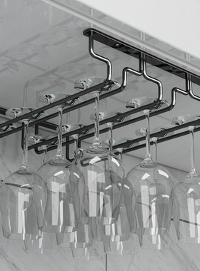 钛黑色SUS304不锈钢红酒杯架倒挂家用高脚杯架悬挂酒杯架吊杯架子