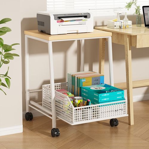 桌面上打印机置物架多功能双层收纳整理办公文件小型家用加高架子