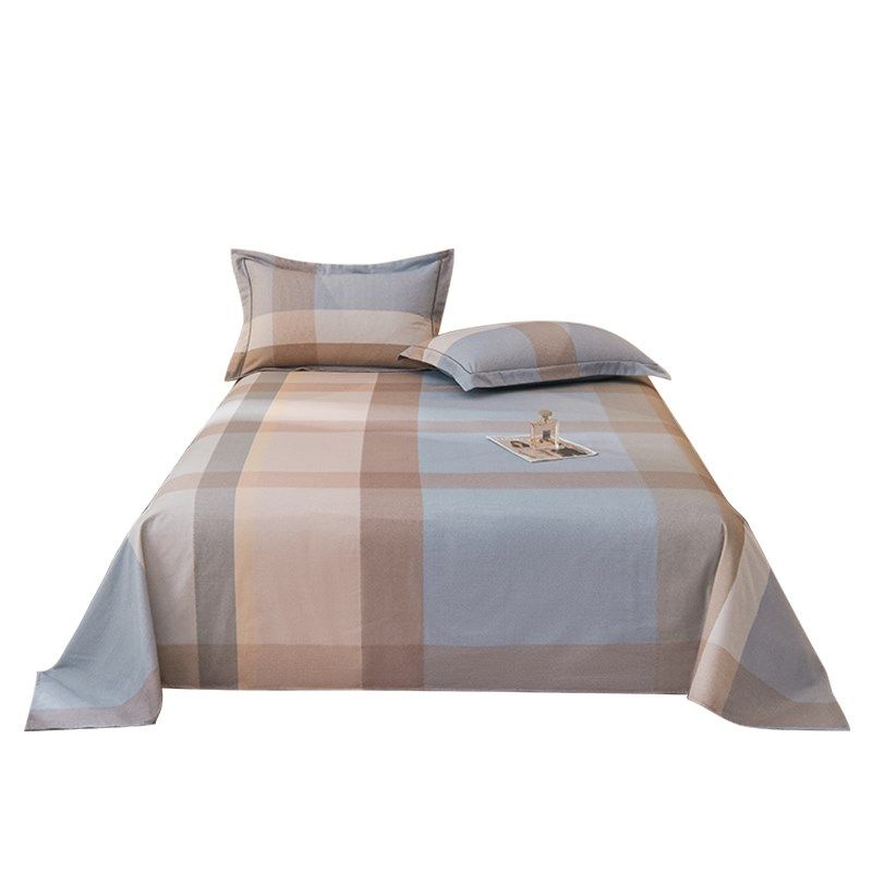 舒适耐用 纯棉磨毛床单加厚1.5m/1.8/2.0m米格子全棉被单人1.2米