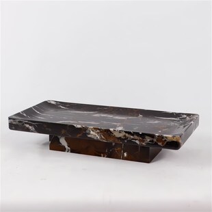 现代轻奢风客厅茶几桌面托盘大理石材高脚创意蘑菇果盘装饰盘摆件