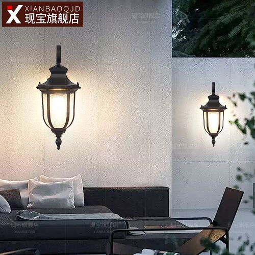 阳台壁灯欧式复古室外庭院别墅大门口柱子花园围墙外墙户外防水灯