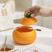 大橘大利创意陶瓷烟灰缸带盖防飞灰大号家用客厅茶几办公定制logo