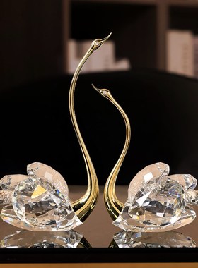 轻奢天鹅摆件客厅高级感酒柜电视柜玄关桌面家居装饰乔迁结婚礼物