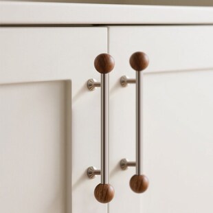 法式亮银衣柜橱柜木珠复古简约新中式把手中古风长柜门单孔拉手