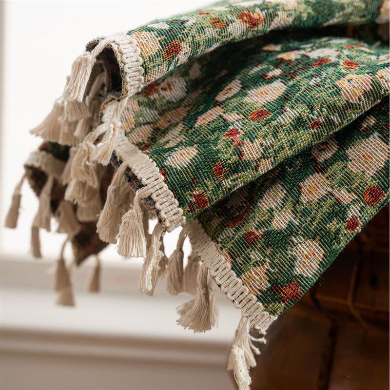 小清新窗帘成品半遮光绿色莫奈油画窗帘全遮光卧室客厅复古庄园