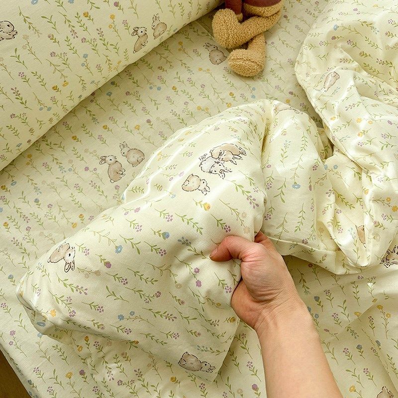 花丛兔小碎花少女心纯棉床笠床单单件全棉1.5米1.8米可配三四件套,床上用品,床单,淘宝优惠券,粉丝福利购,淘宝优惠卷