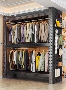 家用货架衣架开放式落地衣柜防尘大容量衣帽间卧室多层组合衣柜