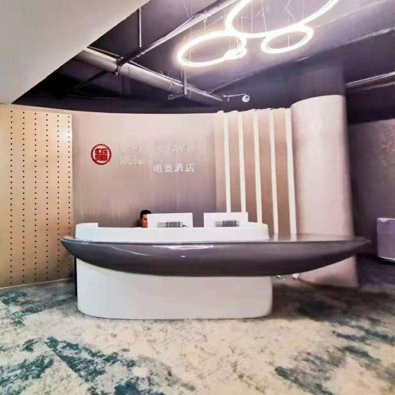 玻璃钢异形吧台不规则前台艺术弧形创意公司接待台酒店大堂收银台