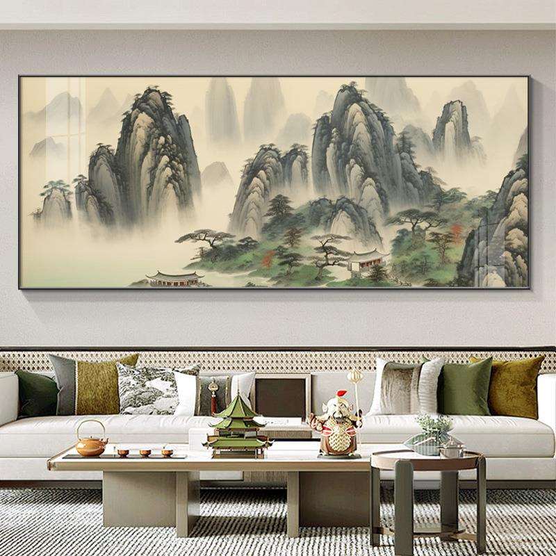 家有靠山背景画新中式客厅沙发背景挂画办公室无水背有靠山装饰画