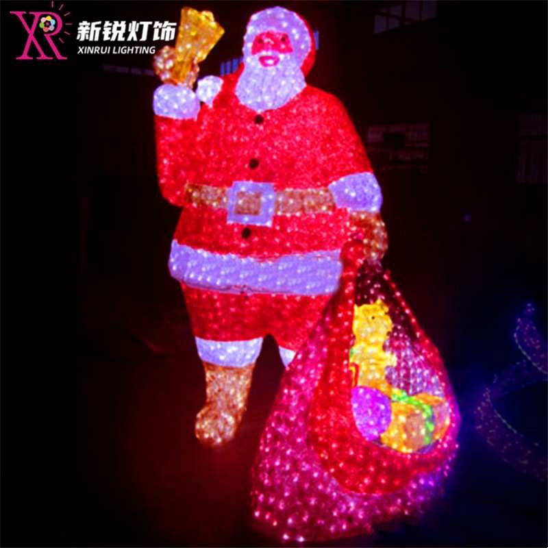 定做LED户外茜草圣诞老人造型灯圣诞发光装饰树脂节日滴胶造型灯