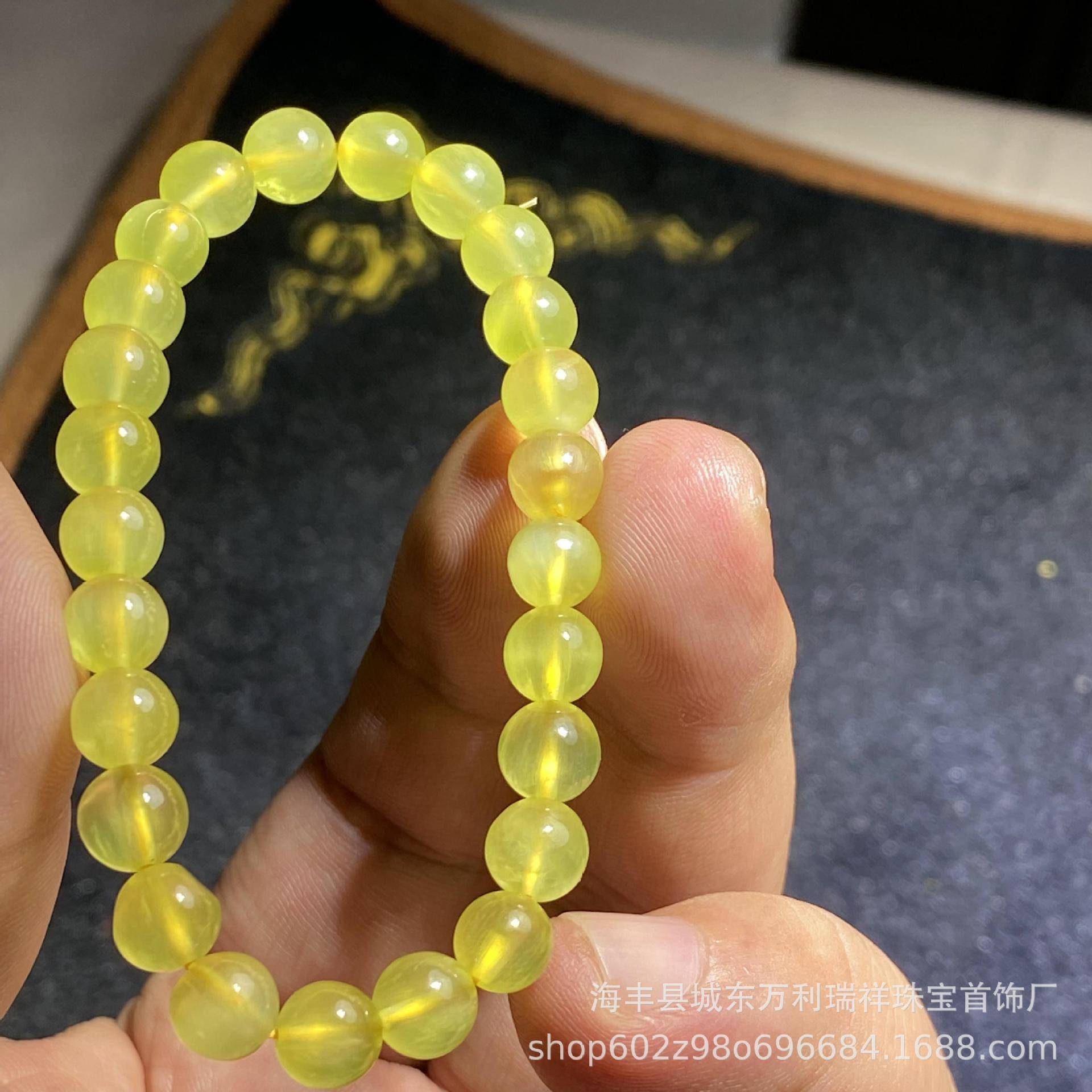 厂家 天然冰种金葡萄石手链圆珠奶油体金色葡萄石男女款手链