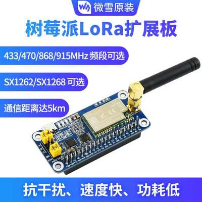 树莓派 SX1262/1268 LoRa 433/470/868/915MHz频段 无线通信模块