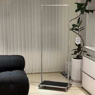 中古衣帽架简约不锈钢轻奢可移动衣服落地式挂衣架隔夜创意收纳架