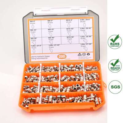 200pcs公制M6M8M10英制美制1/4SAE1/8NPT黄油嘴套装--QP152