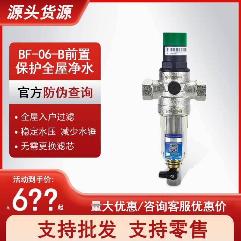 滨特尔BF-06-B前置过滤器BF-10-B管道稳压减压过滤器保护全屋净水
