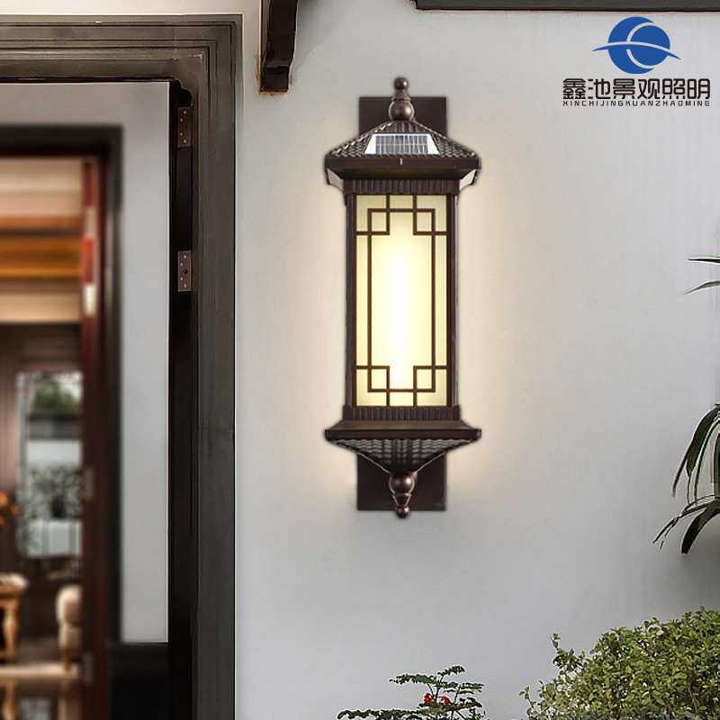 太阳能壁灯复古户外壁灯防水墙壁灯过道庭院别墅露台中式围墙壁灯