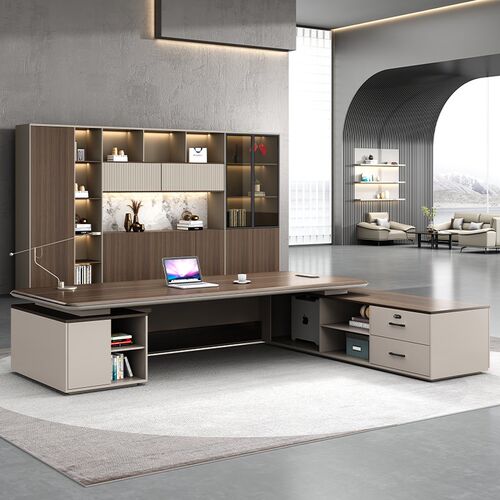 老板桌办公桌大班台总裁经理桌轻奢高级感办公室轻奢办公桌椅组合