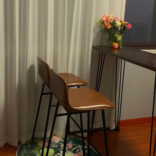 实木吧台桌家用阳台靠墙长条窄桌子商用酒吧台高脚桌定制桌椅组合