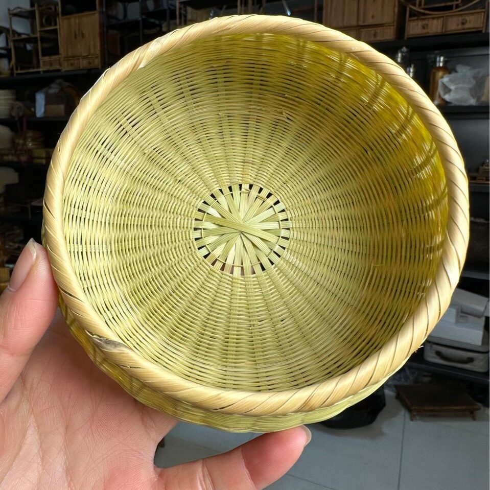 精品细丝竹编小果篮围棋篮点心篮竹篮子竹制品原色工艺品果盘篓子