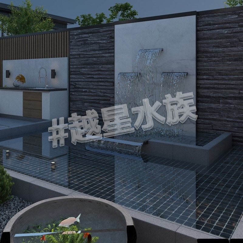 鱼池瀑布出水口不锈钢水幕墙流水槽庭院假山流水景观流水墙流水口,商业/办公家具,叠水瀑布,淘宝优惠券,粉丝福利购,淘宝优惠卷