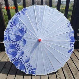 青花瓷吊顶装饰舞蹈汉服旗袍走秀中国风绸布伞油纸伞儿童古风道具