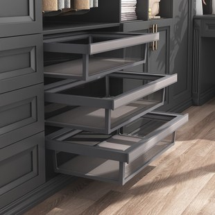 衣帽间轻奢玻璃衣柜拉篮抽屉式 架收纳架储物篮皮篮 衣橱内置伸缩裤