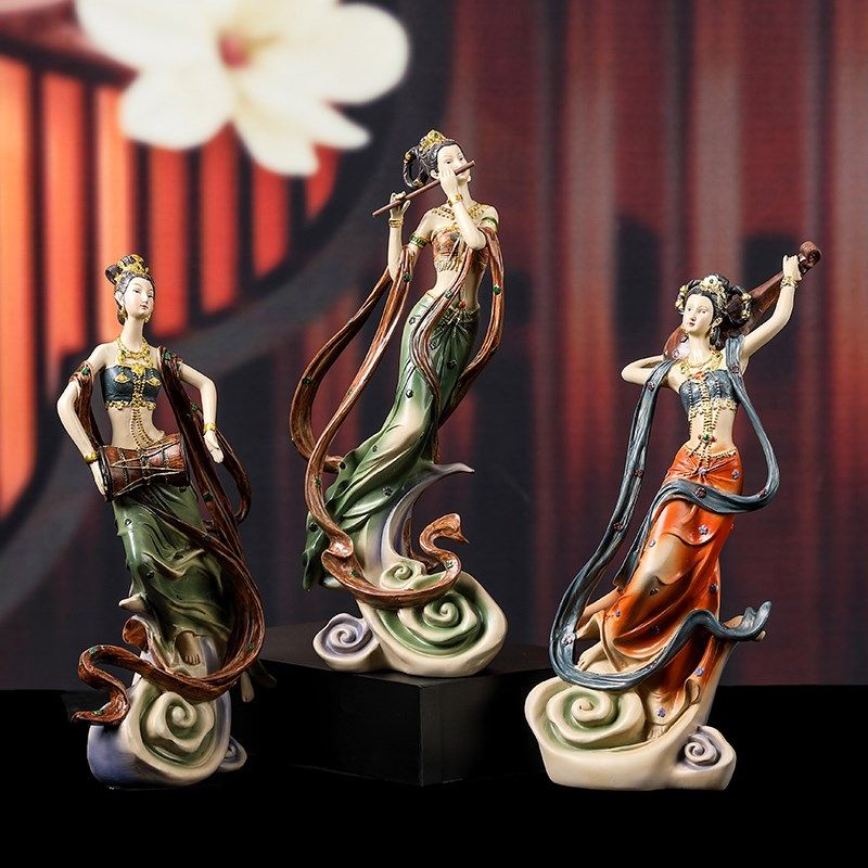 高端新中式敦煌飞天摆件禅意古典人物客厅玄关书柜古风装饰工艺品,家居饰品,装饰摆件,淘宝优惠券,粉丝福利购,淘宝优惠卷