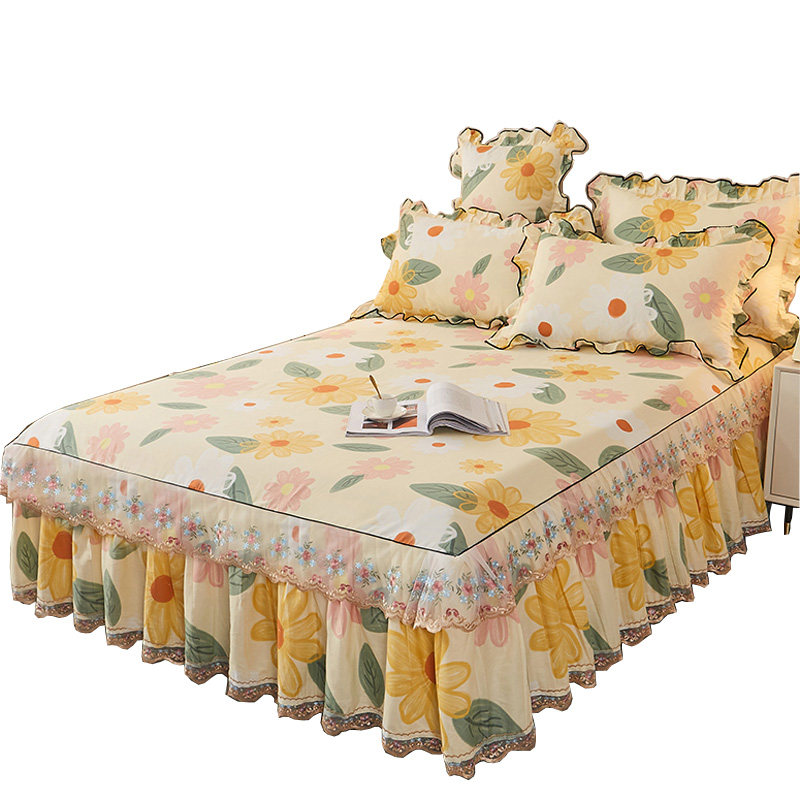 公主风纯棉床裙式床罩单件1米8床防滑蕾丝花边床套2m春夏全棉床裙,床上用品,床裙,淘宝优惠券,粉丝福利购,淘宝优惠卷