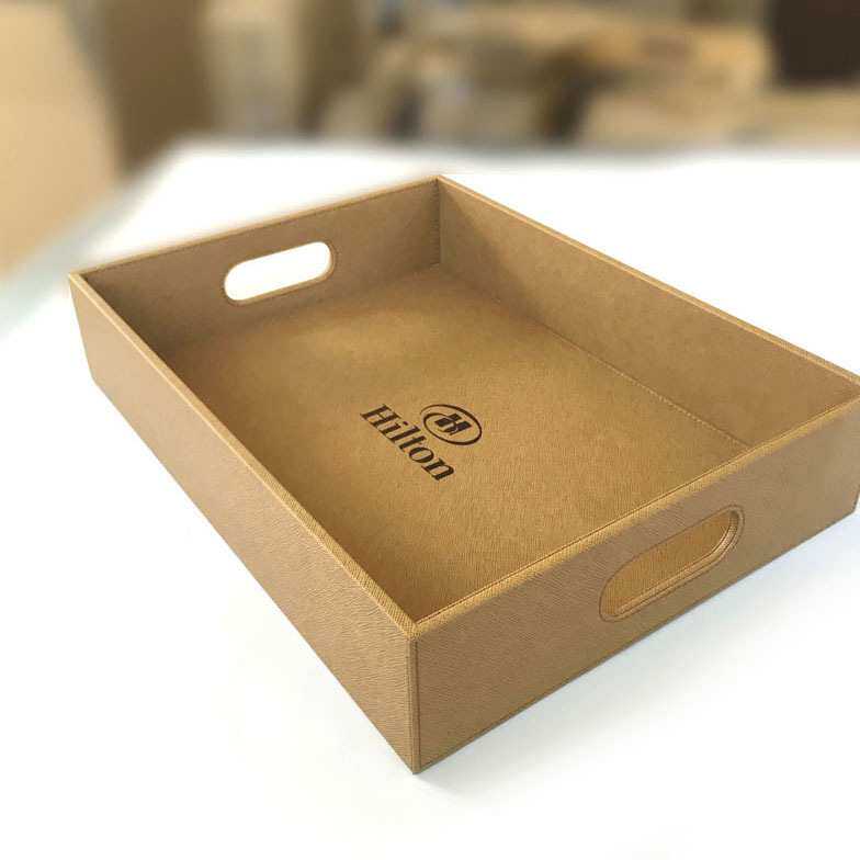 轻奢酒店客房皮具带耳鞋篮皮鞋框皮革收纳篮用品托盘茶盘皮储物盒