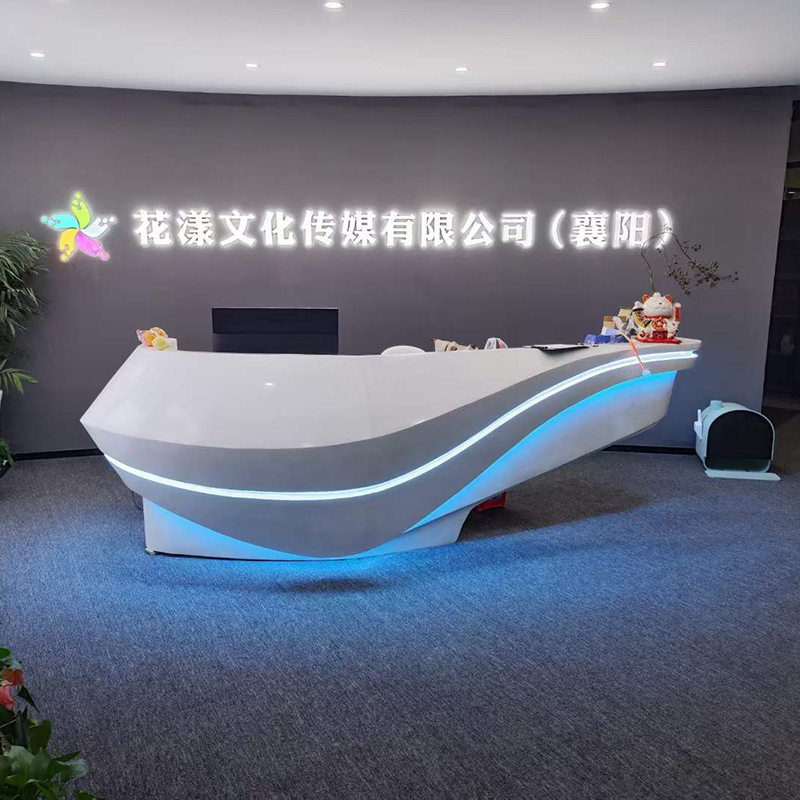 玻璃钢前台异形接待迎宾台发言台展台卡通烤漆吧台商场水吧台美陈