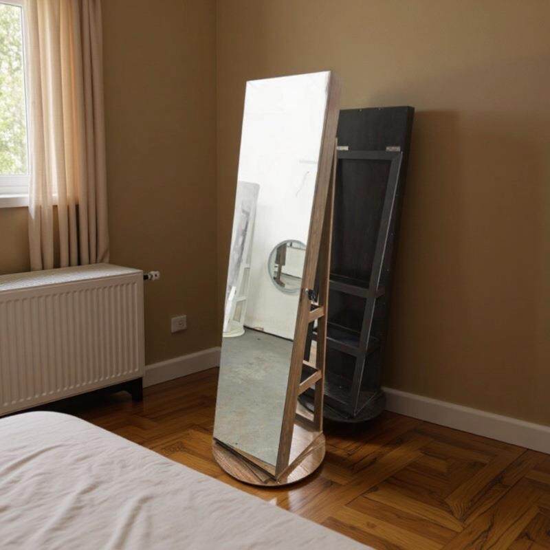 实木旋转落地全身智能镜珠宝首饰收纳柜卧室穿试衣化妆镜子带置物