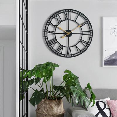 亚马逊跨境挂钟创意静音铁艺复古装饰wall clock简约客厅墙钟