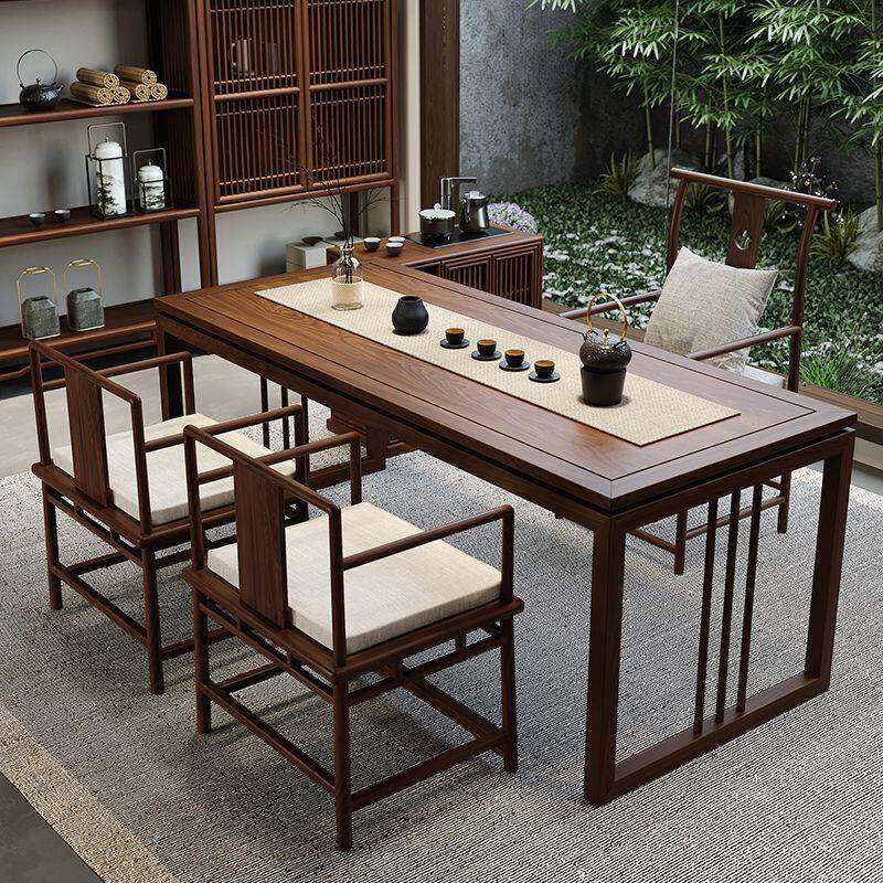 新中式书桌禅意书法桌实木茶桌椅画案榆木仿古桌子办公桌椅书画桌