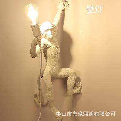 北欧树脂猴子壁灯儿童房酒吧餐厅走廊店面装饰灯动物麻绳猴子吊灯