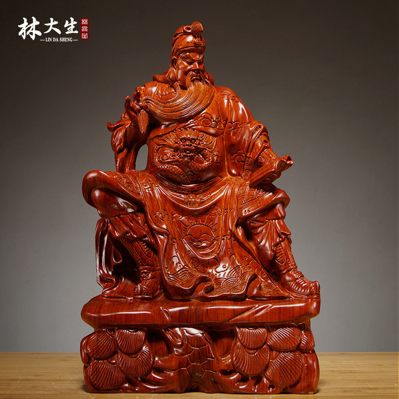 花梨木雕看书关公摆件夜读春秋关羽像家居客厅公司玄关装饰工艺品