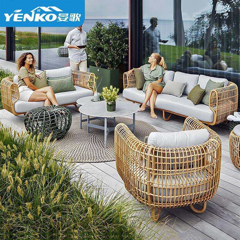 户外藤编沙发阳台休闲庭院民宿别墅室外花园防水防晒露天露台藤椅,商业/办公家具,商用藤编家具,淘宝优惠券,粉丝福利购,淘宝优惠卷
