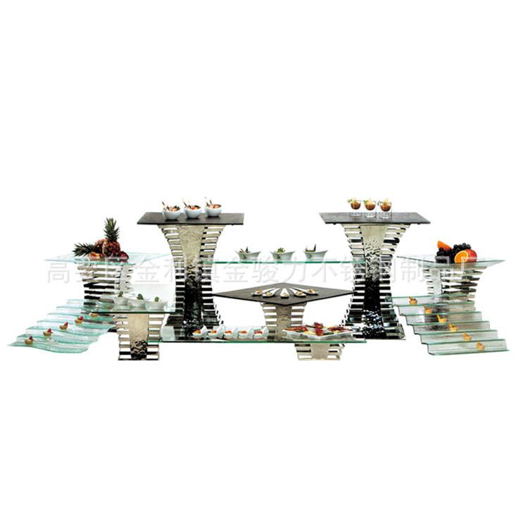 不锈钢锤印组合层架自助餐摆台点心架食物展示架酒店寿司甜品台