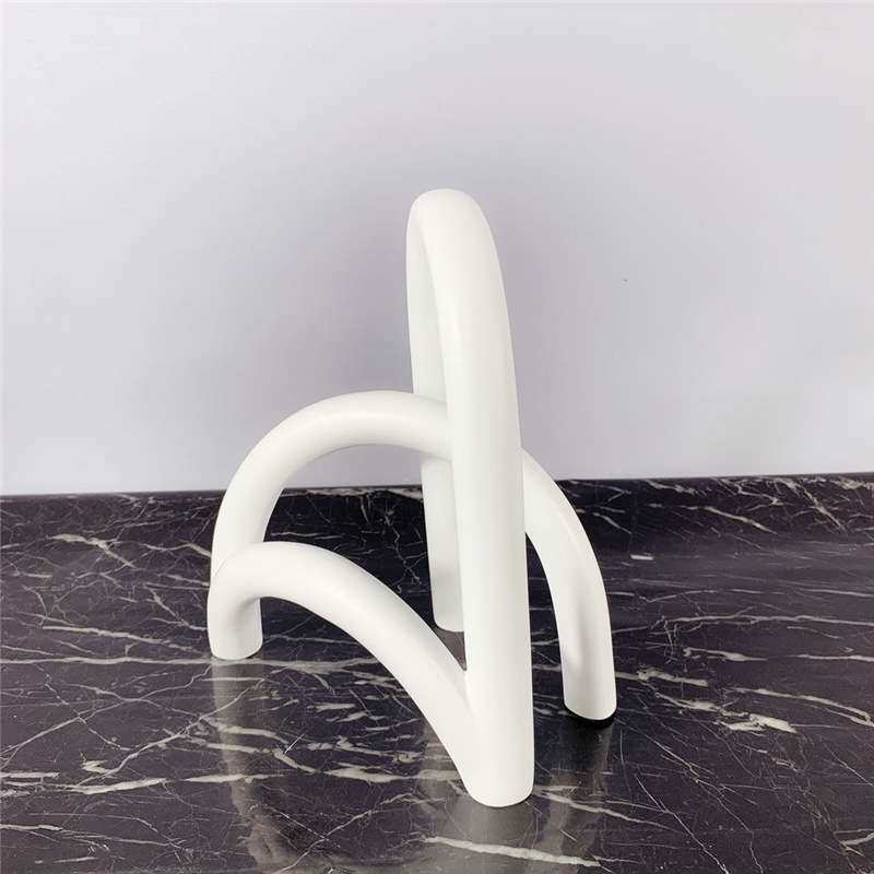 简约现代家居透白色树脂拱形屏风摆件客厅玄关电视柜书房饰品