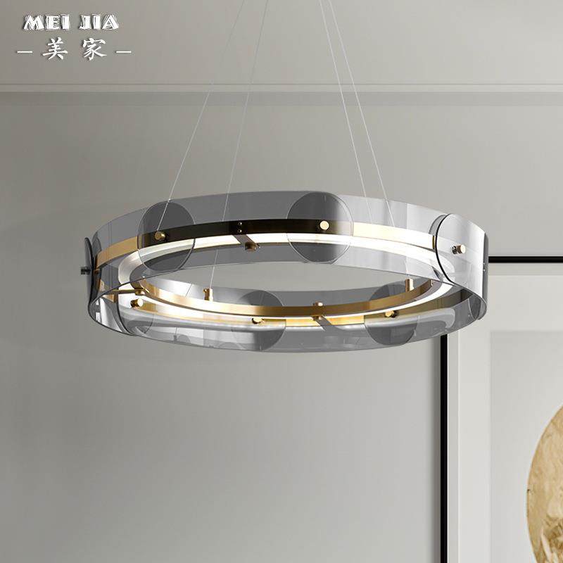 后现代轻奢客厅全铜吊灯圆形设计感客厅卧室房间书房吊灯创意灯具,家装灯饰光源,智能吊灯,淘宝优惠券,粉丝福利购,淘宝优惠卷