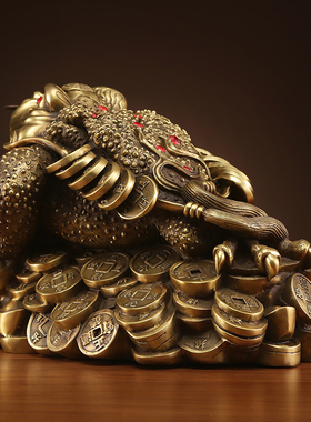 铜欣祥 纯铜三足金蟾摆件家居装饰品办公室工艺品开业礼品摆件