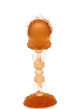 摩尼宝珠佛前琉璃摆件家用室内 佛堂 莲花座佛具工艺品摆放用品