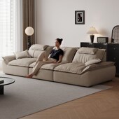 陶益帆船布艺沙发2024超深坐宽中古风可移动靠背云朵雪尼尔绒沙发