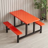 学校学生员工地食堂餐桌椅组合4人8人职工工厂不锈钢连体快餐桌椅