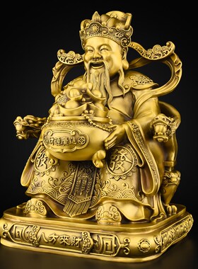 黄铜财神爷供奉神像2025年新款范蠡财神爷像家用店铺大号财神摆件