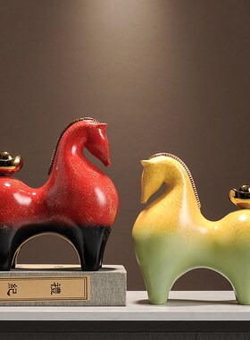 马上有钱摆件招财办公室装饰品高档新中式客厅博古架店铺开业礼品