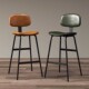 工业风软包靠背高脚凳铁艺吧台椅简约现代家用吧台凳酒吧椅高椅子