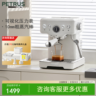 柏翠/Petrus咖啡机PE3833意式半自动家用蒸汽奶泡海盐小方PE3833