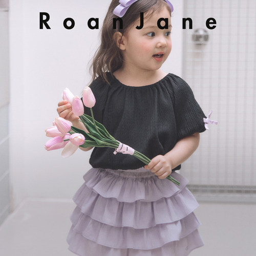 韩国RoanJane黑色泡泡袖T恤女