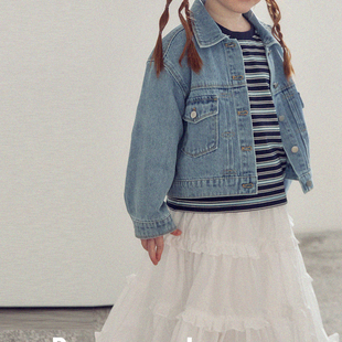 韩国RoanJane童装儿童复古蓝色水洗牛仔外套女童休闲夹克男童上衣