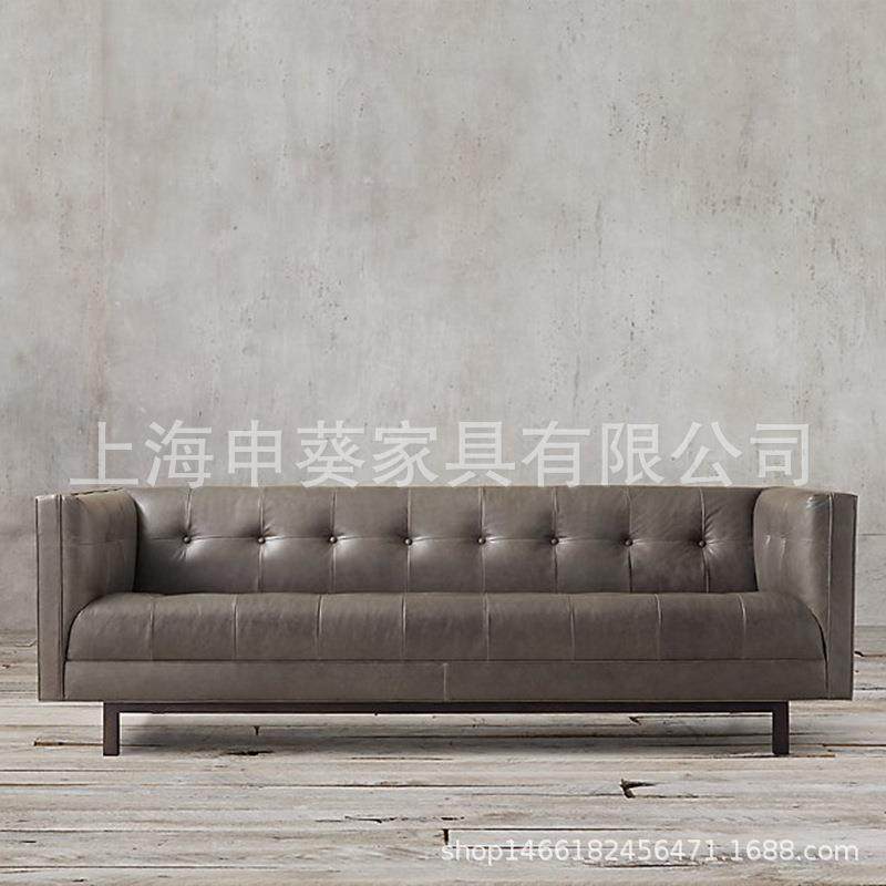 北欧真皮沙发后现代复古做旧沙发美式小户型客厅整装沙发简约沙发